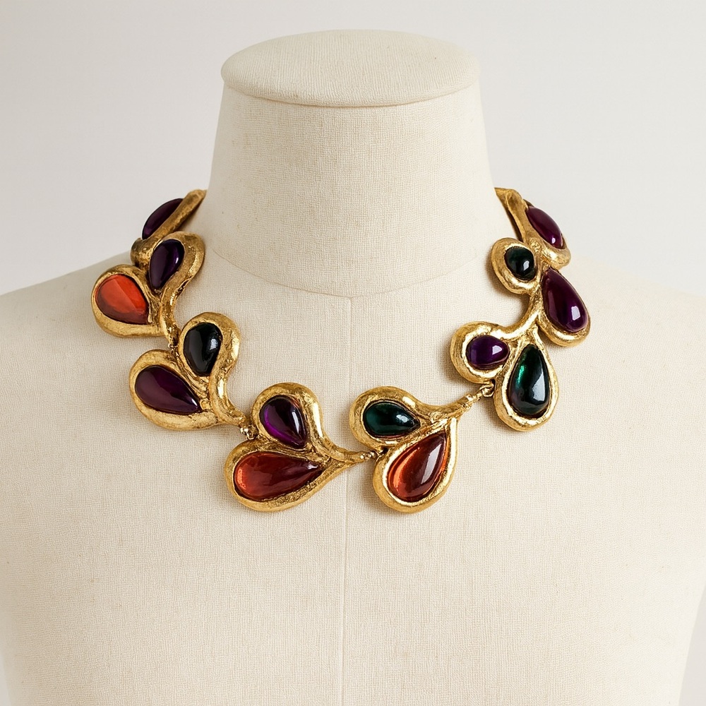 Vintage Teardrop Jelly Statement Necklace